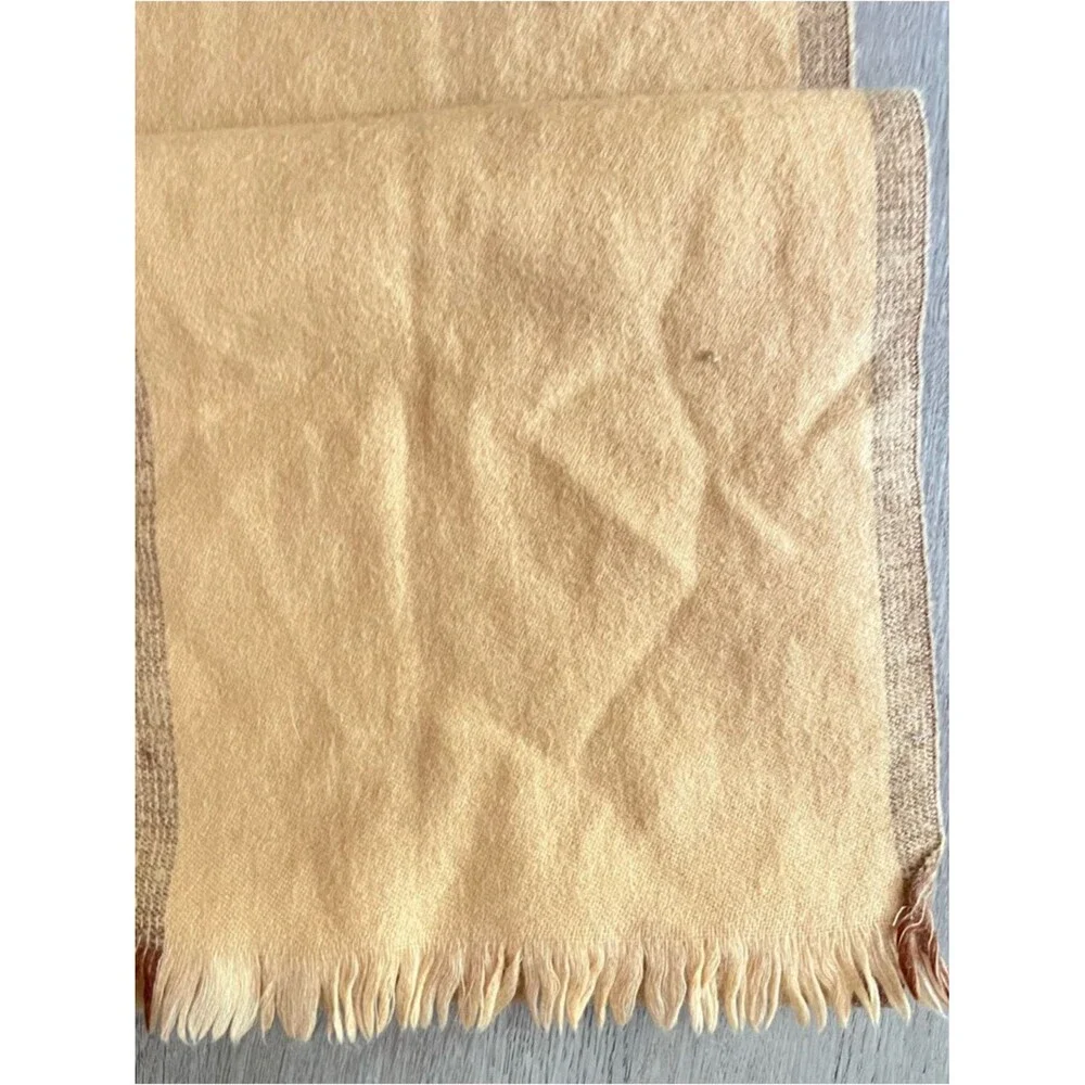 Christian Dior Wool Scarf Beige Fringe Logo Luxury Unisex Winter Wrap